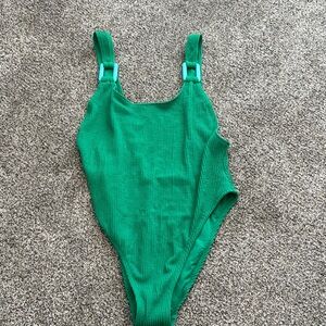 Green Ribbed Swimsuit